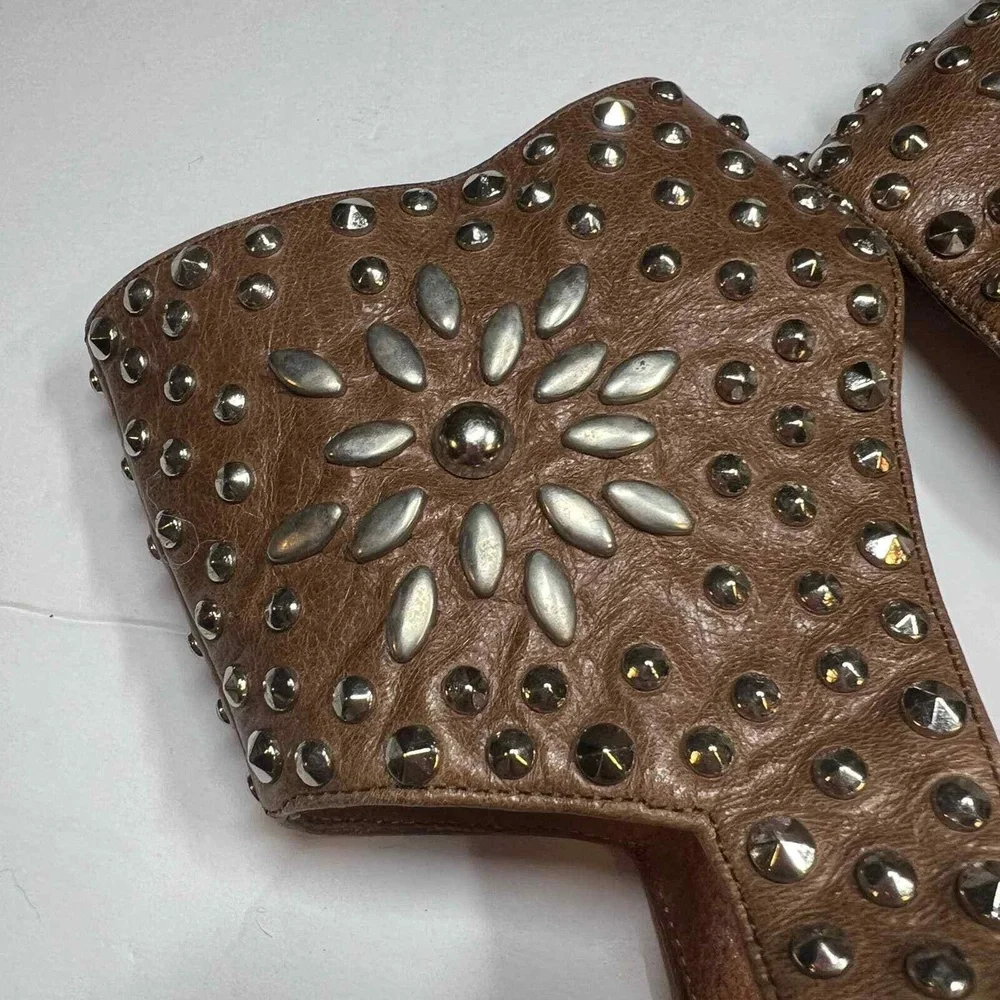 Jeffrey Campbell Sandal Brown Des Moines Studded Boho Festival‎ Block Heel 9.5